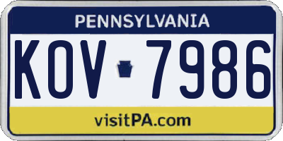 PA license plate KOV7986