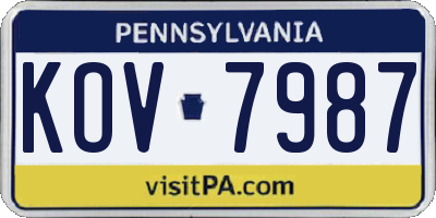 PA license plate KOV7987