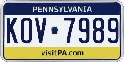 PA license plate KOV7989