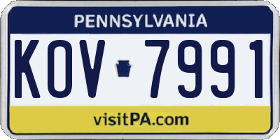 PA license plate KOV7991