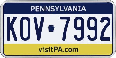 PA license plate KOV7992