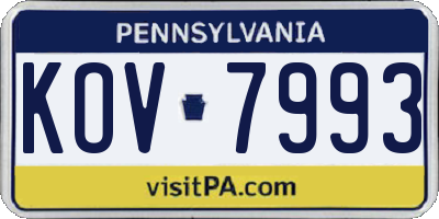 PA license plate KOV7993