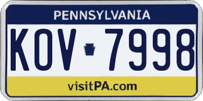 PA license plate KOV7998
