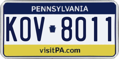 PA license plate KOV8011