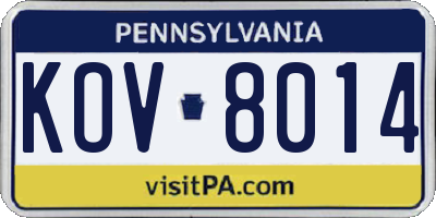 PA license plate KOV8014