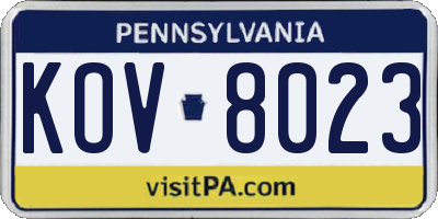 PA license plate KOV8023