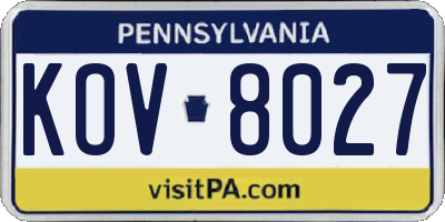 PA license plate KOV8027