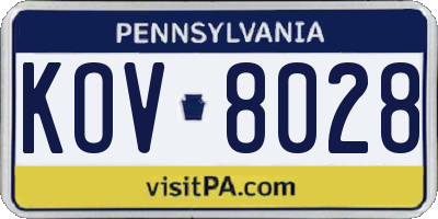 PA license plate KOV8028