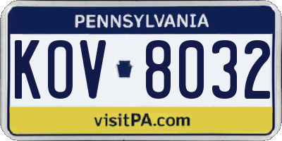 PA license plate KOV8032