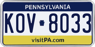 PA license plate KOV8033