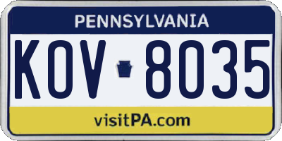 PA license plate KOV8035