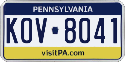 PA license plate KOV8041