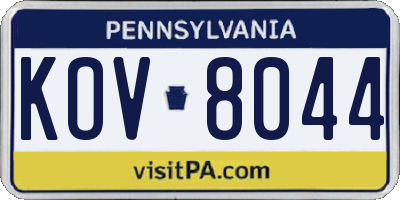 PA license plate KOV8044