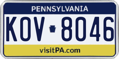 PA license plate KOV8046