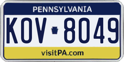 PA license plate KOV8049