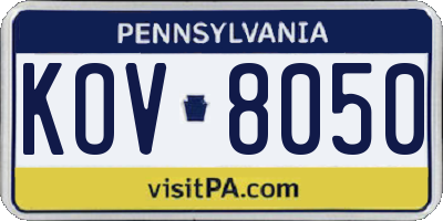 PA license plate KOV8050