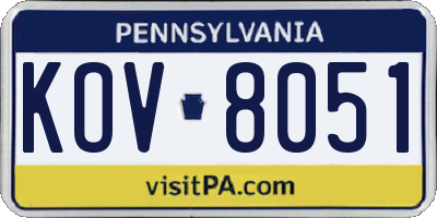PA license plate KOV8051