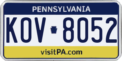 PA license plate KOV8052