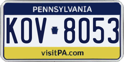 PA license plate KOV8053