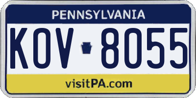 PA license plate KOV8055