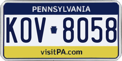 PA license plate KOV8058