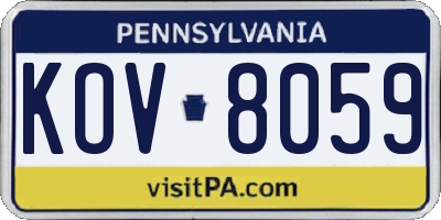 PA license plate KOV8059
