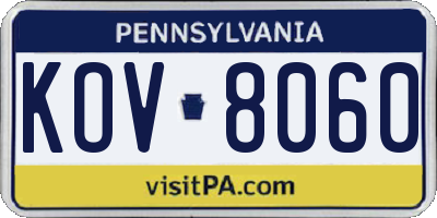 PA license plate KOV8060