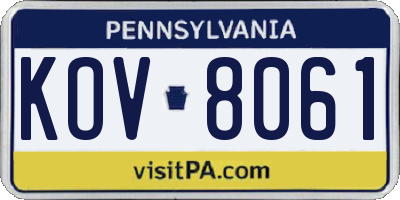 PA license plate KOV8061