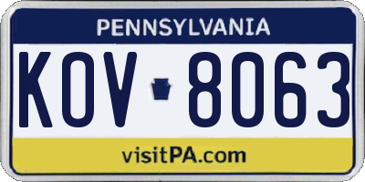 PA license plate KOV8063