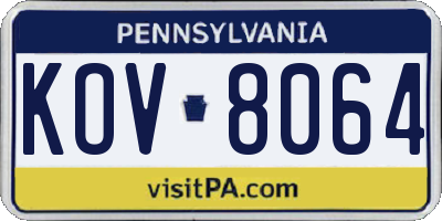 PA license plate KOV8064