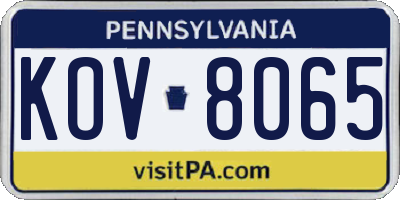 PA license plate KOV8065