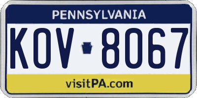 PA license plate KOV8067