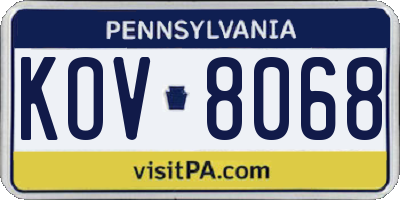 PA license plate KOV8068