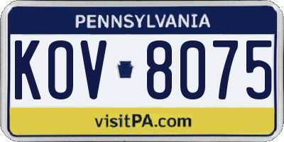 PA license plate KOV8075