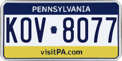 PA license plate KOV8077