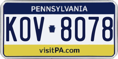PA license plate KOV8078