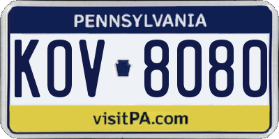 PA license plate KOV8080