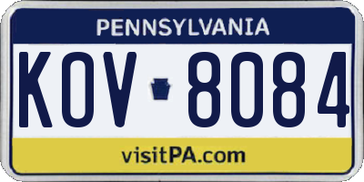 PA license plate KOV8084