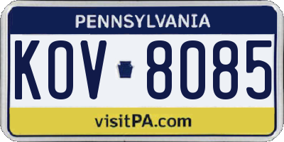 PA license plate KOV8085