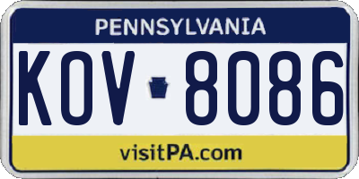 PA license plate KOV8086