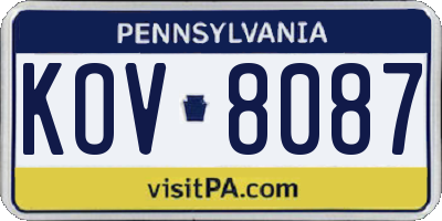 PA license plate KOV8087