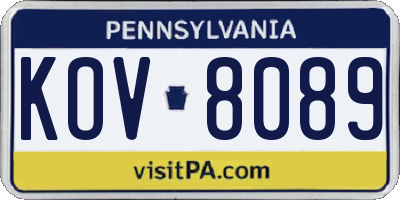 PA license plate KOV8089