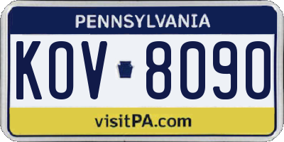 PA license plate KOV8090