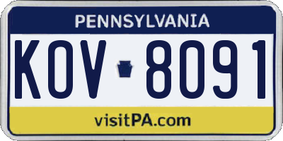 PA license plate KOV8091
