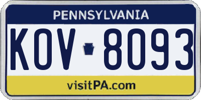 PA license plate KOV8093