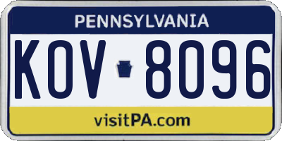 PA license plate KOV8096