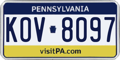PA license plate KOV8097