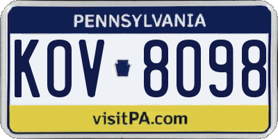 PA license plate KOV8098