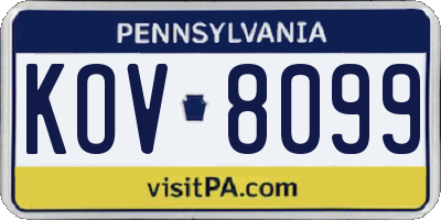 PA license plate KOV8099