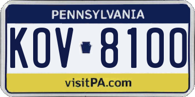 PA license plate KOV8100